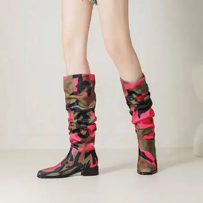 Damen Stiefeletten Viereckige Zehen PU-Material Gummisohle 1