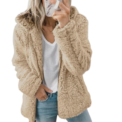 Damen-Mantel, Teddy, Fleece, mit Taschen, und Reißverschluss 3