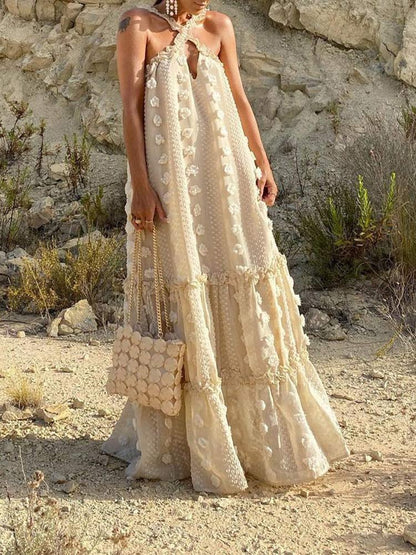 Maxikleid Damen Patchwork Design Lang Polyester 2