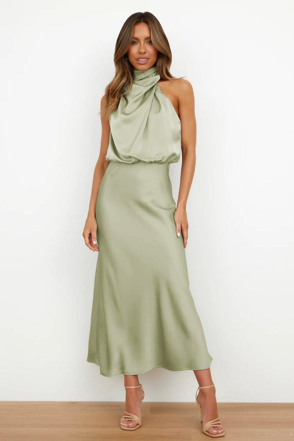 Damen-Satinkleid, eleganter Stil, schöne Damenkleider-1