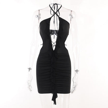 Damen-Minikleid, glitzernde Spaghettiträger, weiche Baumwolle-1