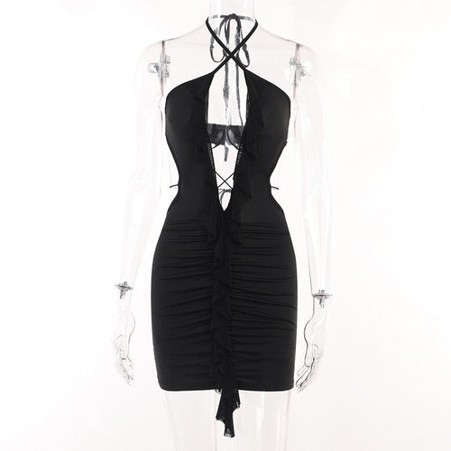 Damen-Minikleid, glitzernde Spaghettiträger, weiche Baumwolle-1