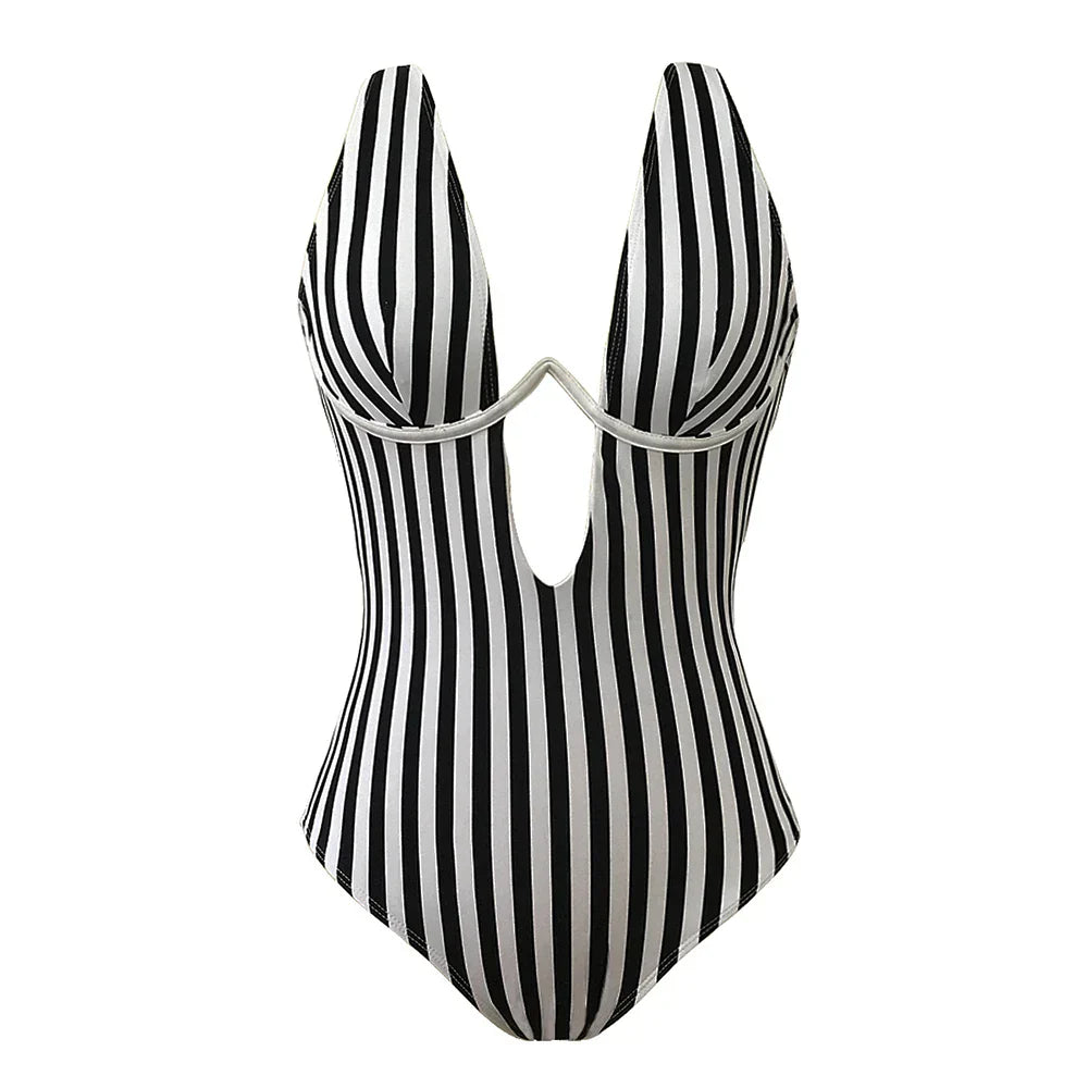 Badeanzug Damen Schlichtes Design Polyester Monokini-1