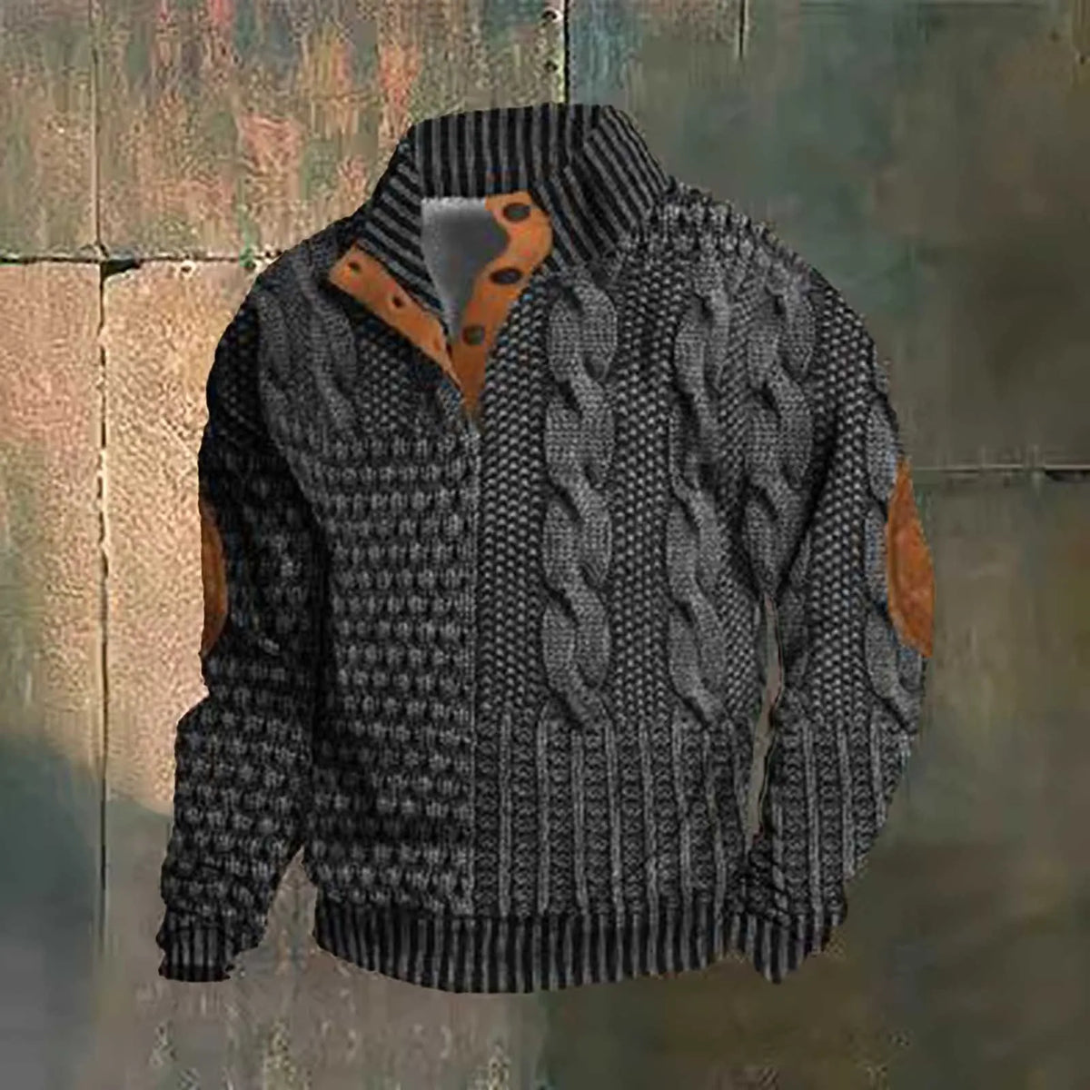 Variant image for Herren-Pullover, Knopfkragen, Jacquard, Muster, hochwertiger Baumwolle, Polyester-17