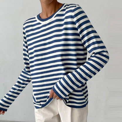 Damen Hemd Langarm Gestreift Weiches Material-5