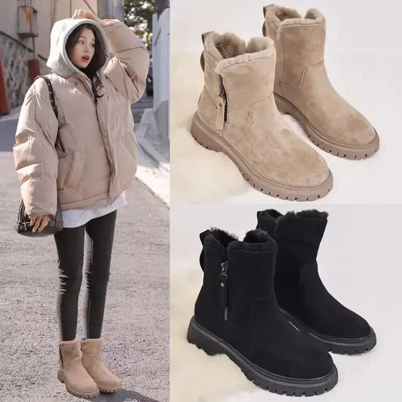 Damen-Schneestiefel mit Plüschfutter, Plateau, Synthetik 6