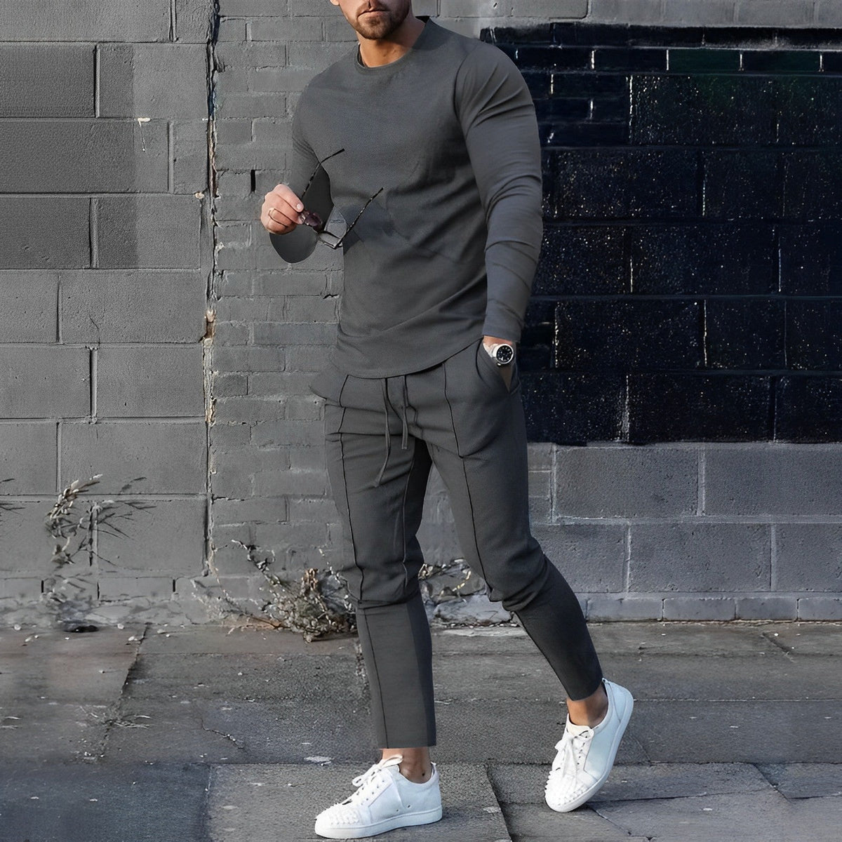 Herren-Pullover, Top und Hose, weiche Baumwolle-4