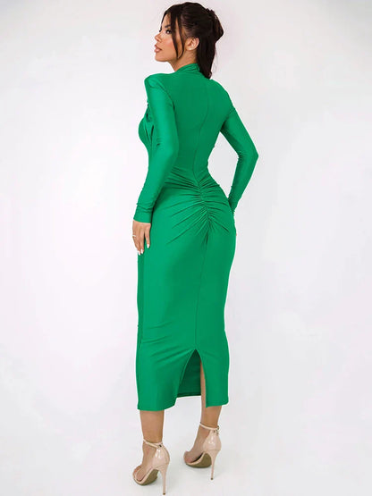 Damen-Maxikleid, schlichtes Polyester, Elasthan-3