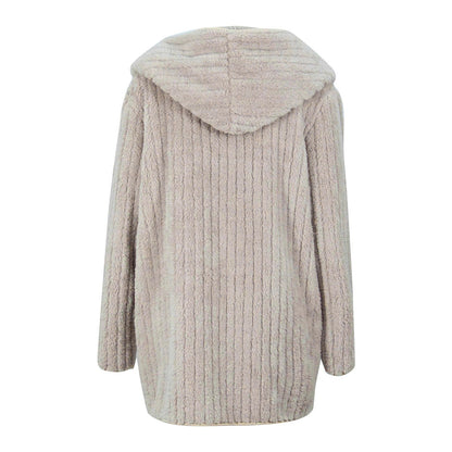 Damen-Strickjacke, trendiges Plüsch, ohne Verschluss, weich, lässige Passform-6