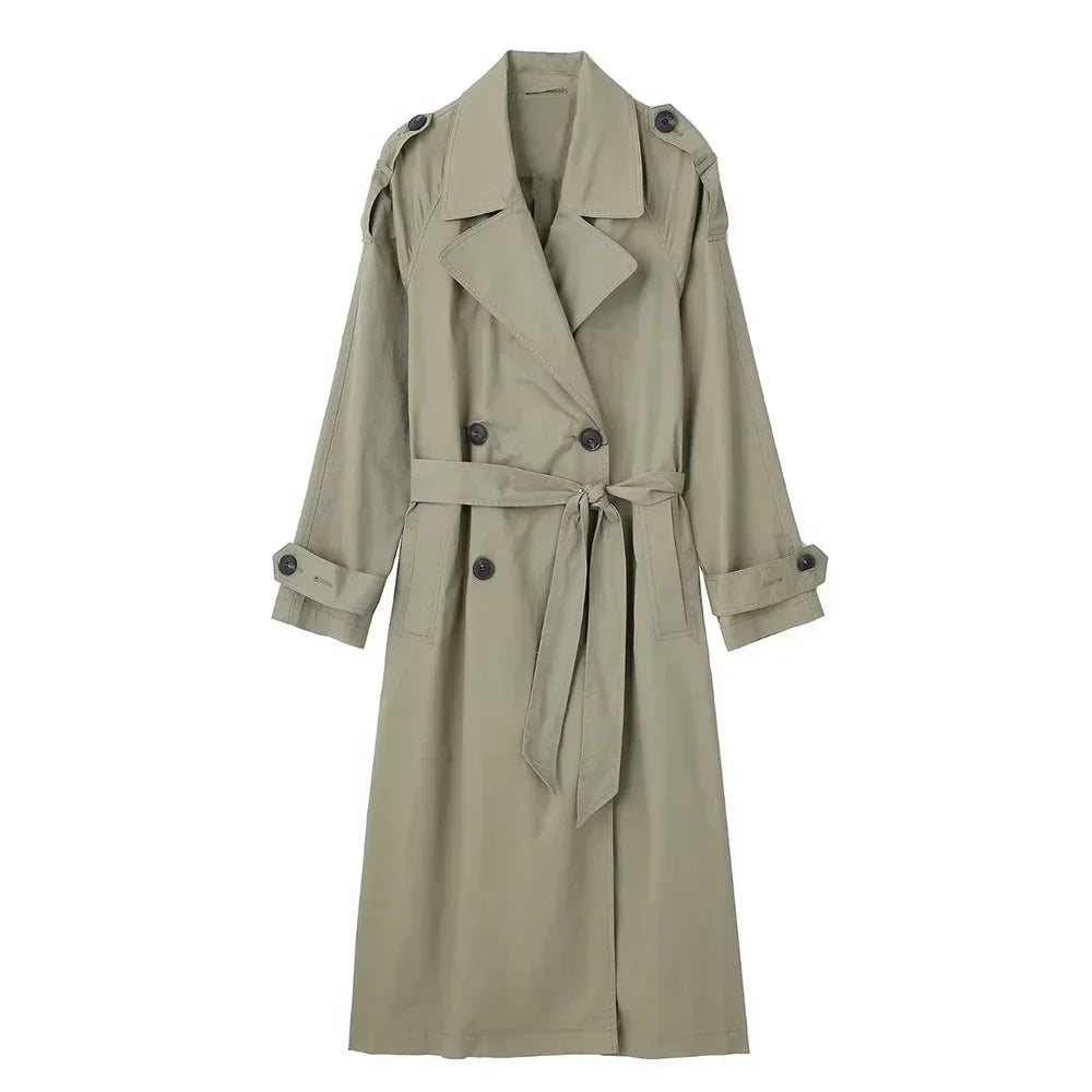Damen-Mantel Lang mit Gürtel Polyester Elegante Silhouette-6