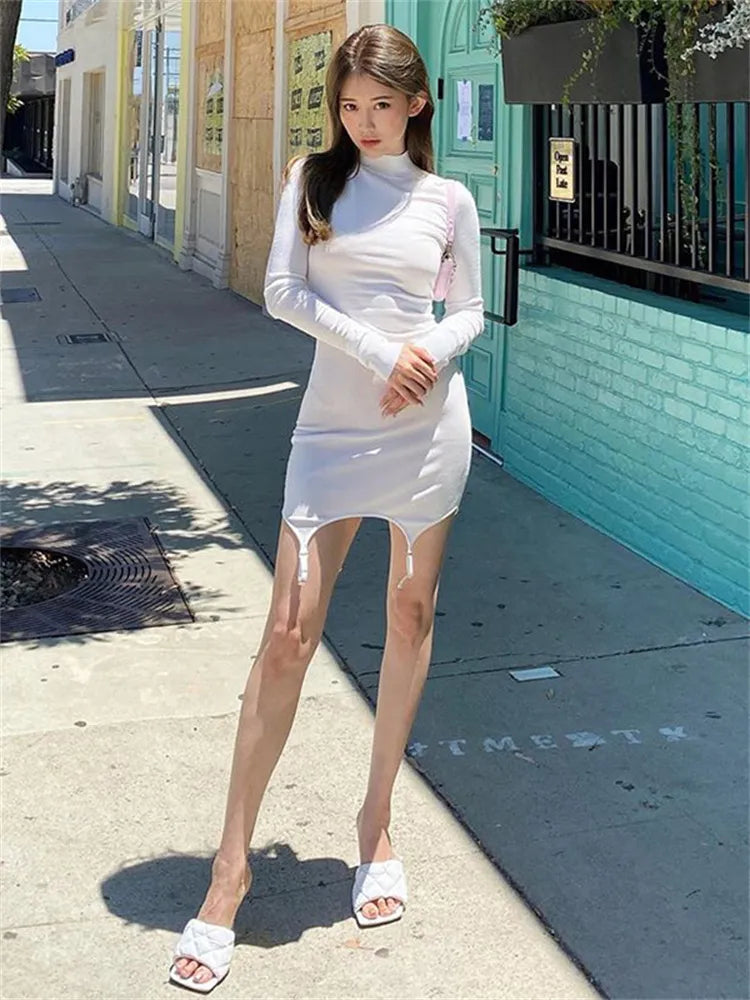 Elegantes schwarzes Minikleid mit Stehkragen – glitzerndes Kleid aus Polyester für Partys und besondere Anlässe 3