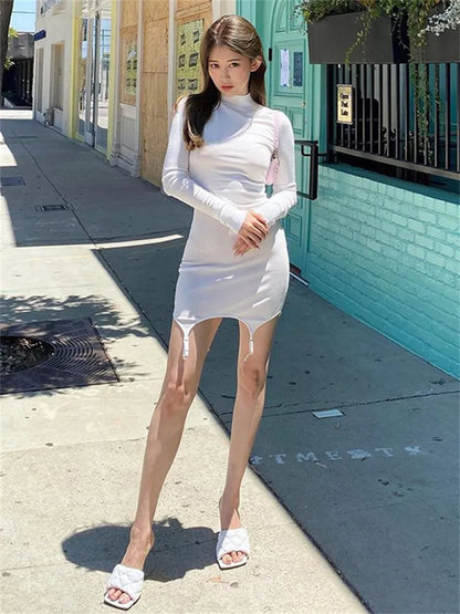 Elegantes schwarzes Minikleid mit Stehkragen – glitzerndes Kleid aus Polyester für Partys und besondere Anlässe 3