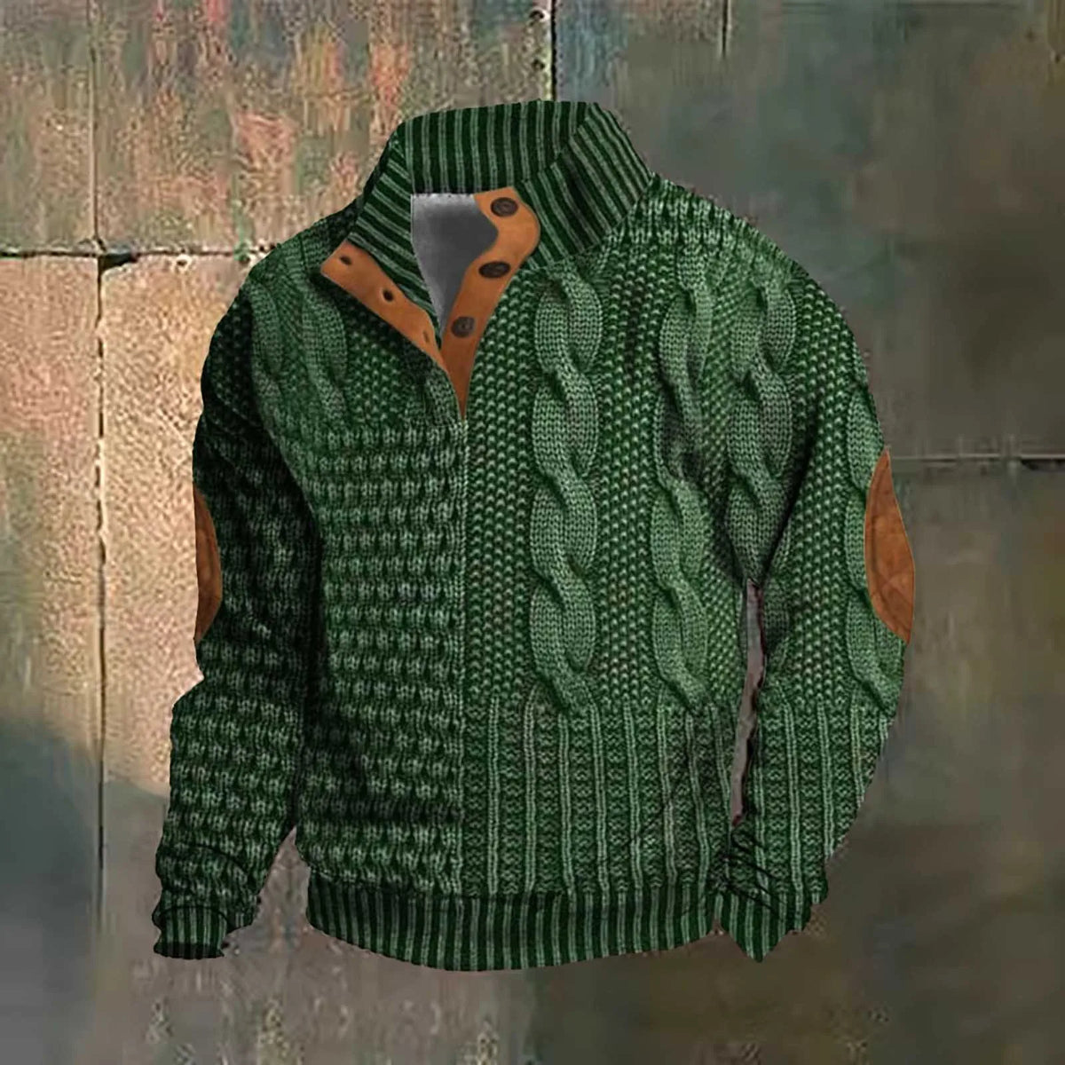 Herren-Pullover, Knopfkragen, Jacquard, Muster, hochwertiger Baumwolle, Polyester-6