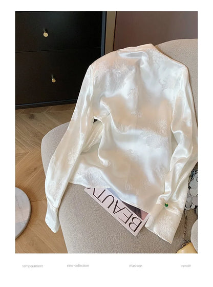 Damenbluse Satin volle Ärmellänge elegant bequem-3