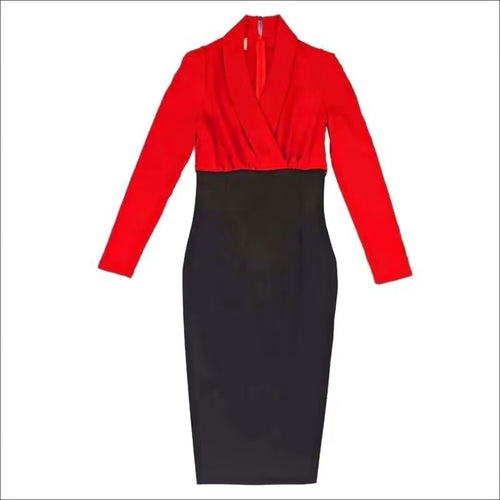 MIDI-Kleid für Damen mit O-Ausschnitt und Patchwork-Design – Dreiviertelärmel, Regular Fit, vielseitige Passform 1
