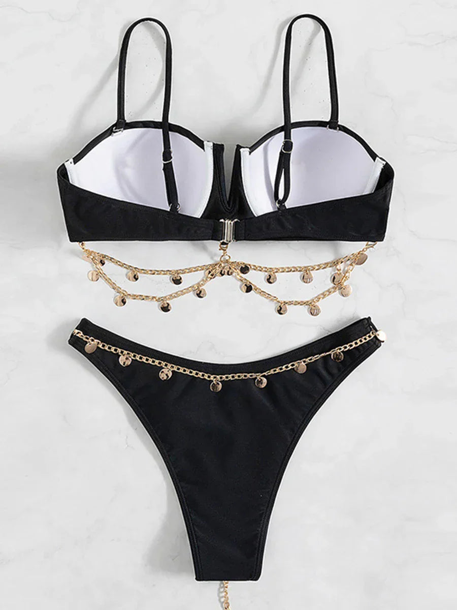 Damen Bikini-Set Strand-Look Spandex Polyester-3