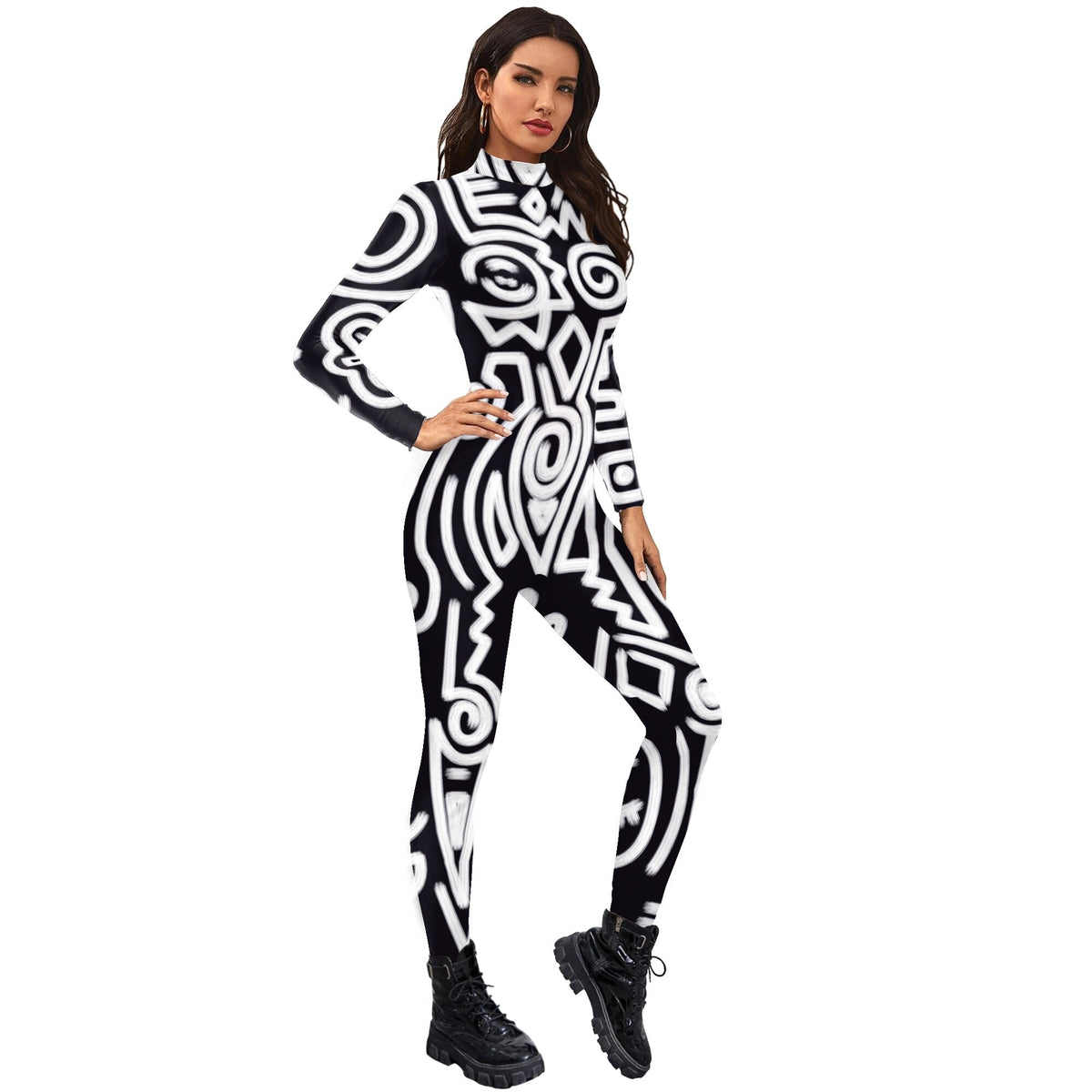 Damen-Jumpsuit Geometrisches Muster Hochwertiges Polyester-4