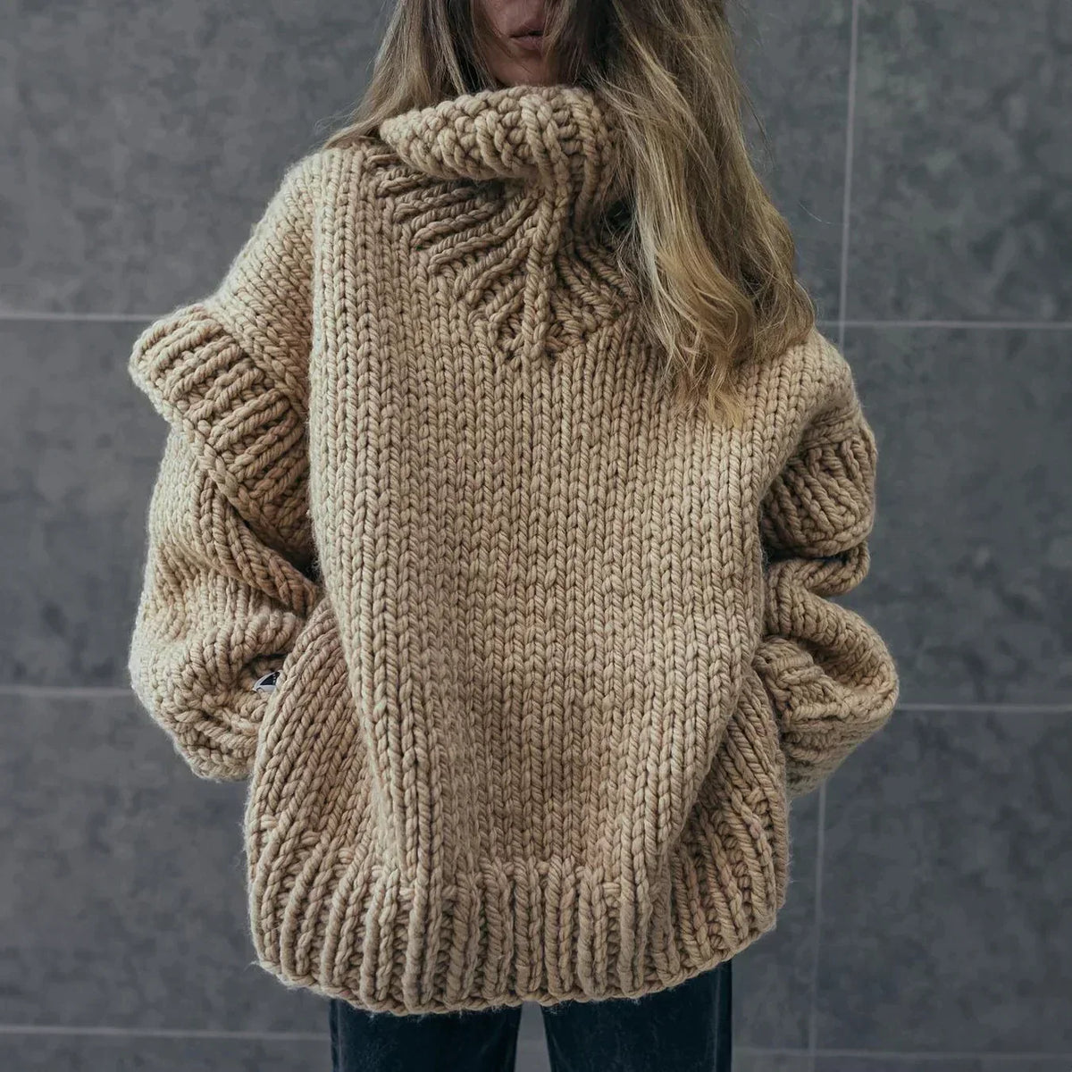 Damen-Strickpullover, oversized Rollkragen, weiche Acrylmischung-2