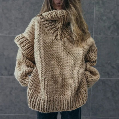 Damen-Strickpullover, oversized Rollkragen, weiche Acrylmischung-2