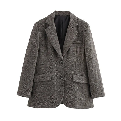 Damen Blazer Modern Wendbarer Kragen Elegantes Polyester Viskose-6