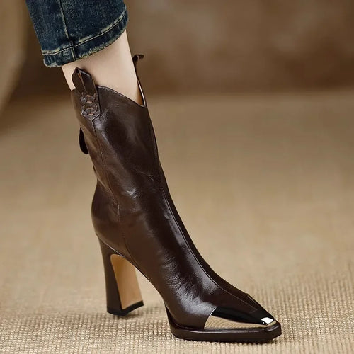 Damen Ankelstiefel Modern PU Eckige Zehenpartie Design 1