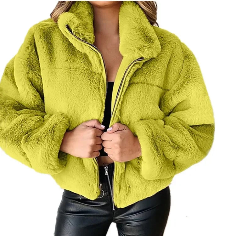 Damenmantel aus Samt mit Reißverschluss – lässiger Wintermantel für elegante Anlässe 5