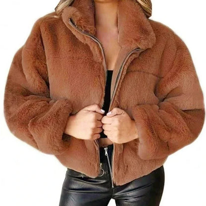 Damenmantel aus Samt mit Reißverschluss – lässiger Wintermantel für elegante Anlässe 2