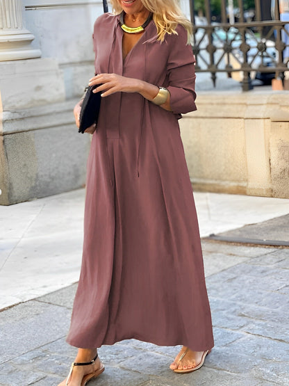 Damen-Kleid, langärmlig, elegantes Design, weich, Stoff-1