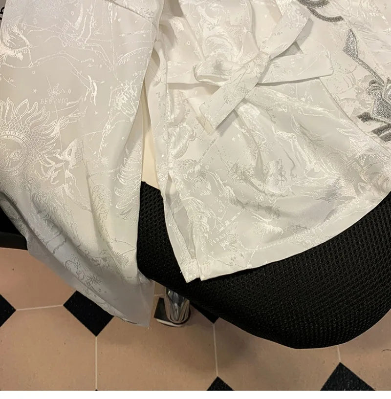 Bluse Damen Geblümt V-Ausschnitt Lange Ärmel Satin-6