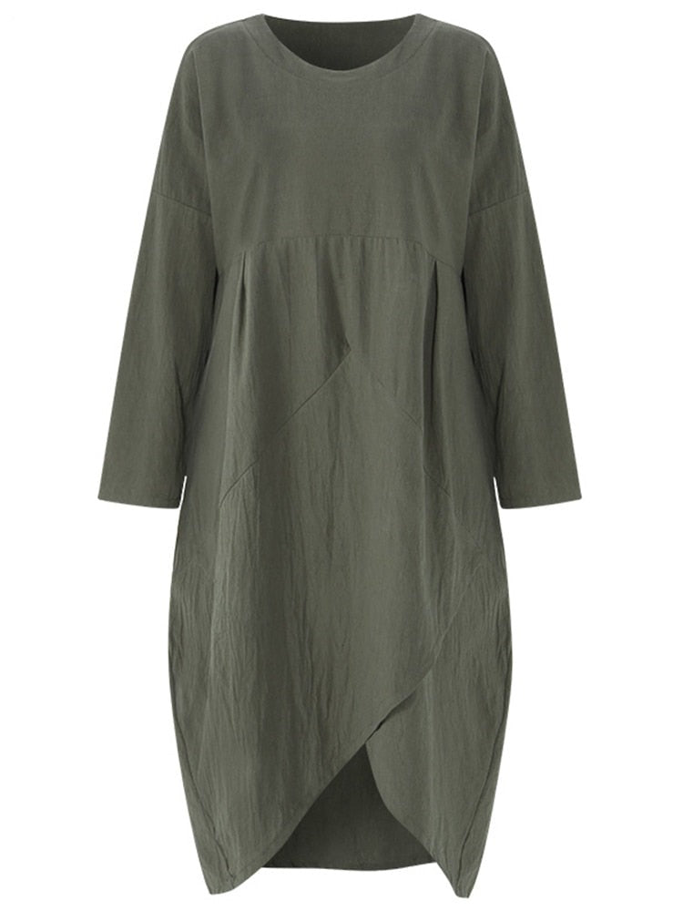 Maxikleid Damen Weiche Baumwolle Elegant Langes Kleid-6