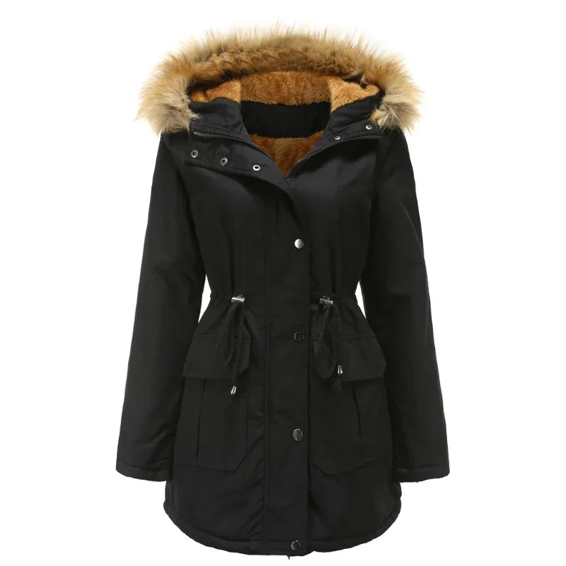 Damen Langer Parka Wasserabweisend mit Pelzfutter-3
