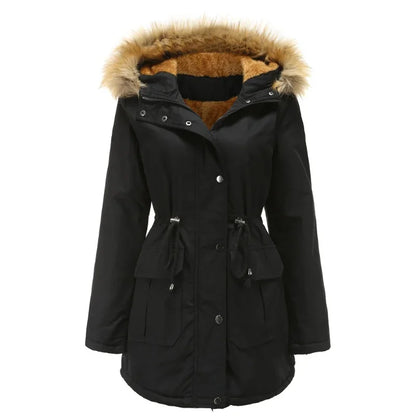 Damen Langer Parka Wasserabweisend mit Pelzfutter-3