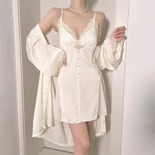 Damen-Morgenmantel, monochrom, Viskose, Polyester, mit Patchwork-Details-1