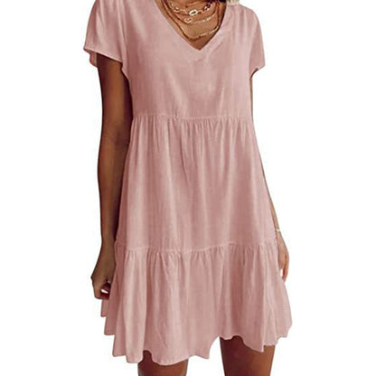 Damen-Tunika, Kleid, leicht, gewebte Stoffe, lässige Passform, Rüschen-5