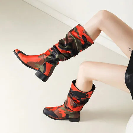 Damen Stiefeletten Viereckige Zehen PU-Material Gummisohle 6
