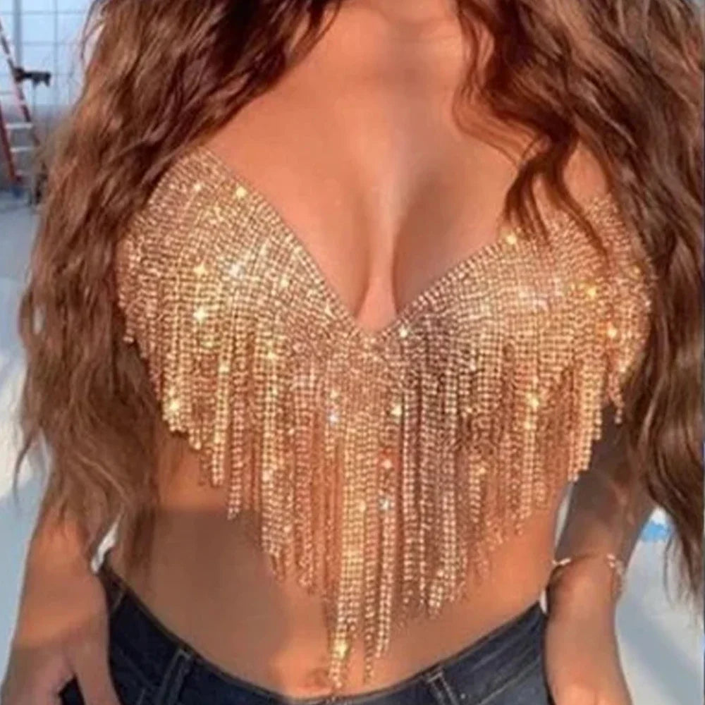 Damen-Körperschmuck, Strass, Fransen, Kupfer 1