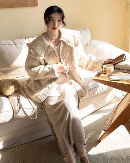 Damen-Wollmantel, elegantes modernes Design-5