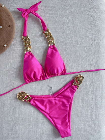Variant image for Badeanzug Damen Elegantes Nylon mit Kettenverzierung-2