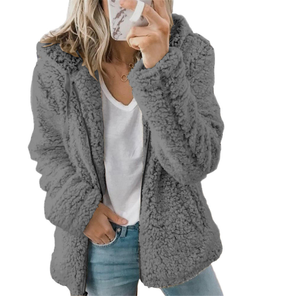 Damen-Mantel, Teddy, Fleece, mit Taschen, und Reißverschluss 13
