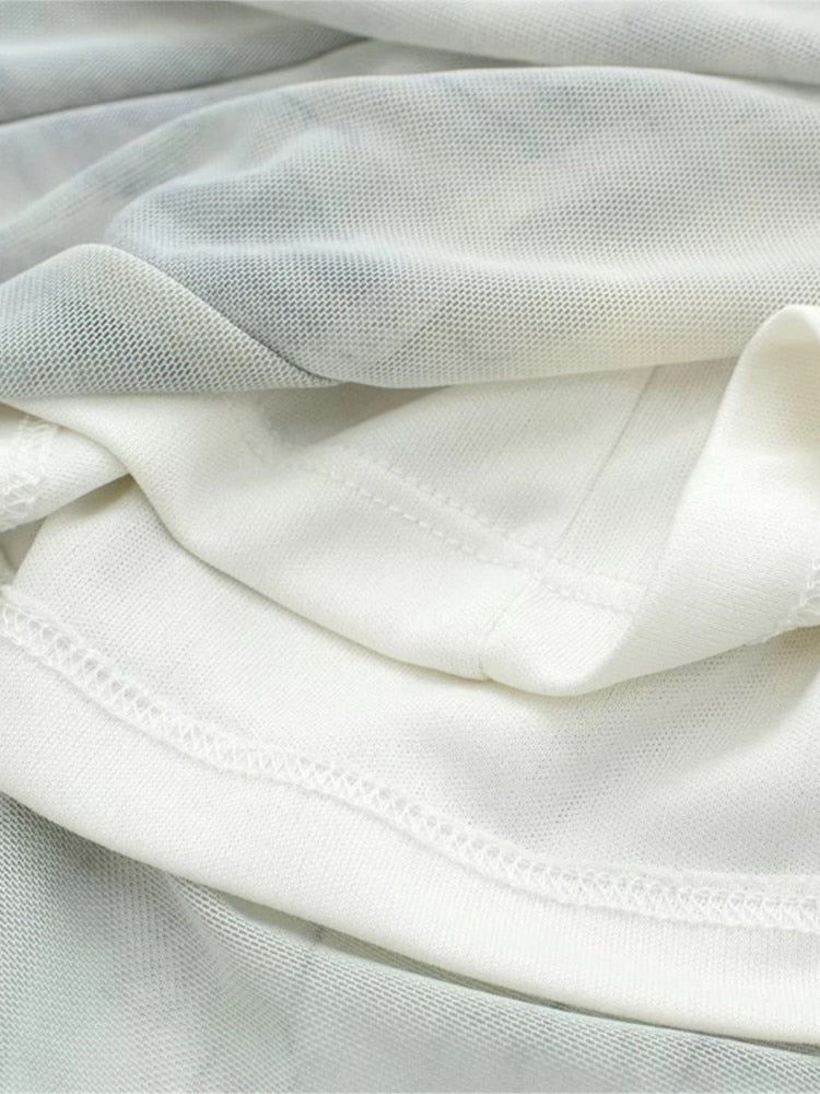 Damen-Midikleid, asymmetrisch Tüll, eleganter Stil-2