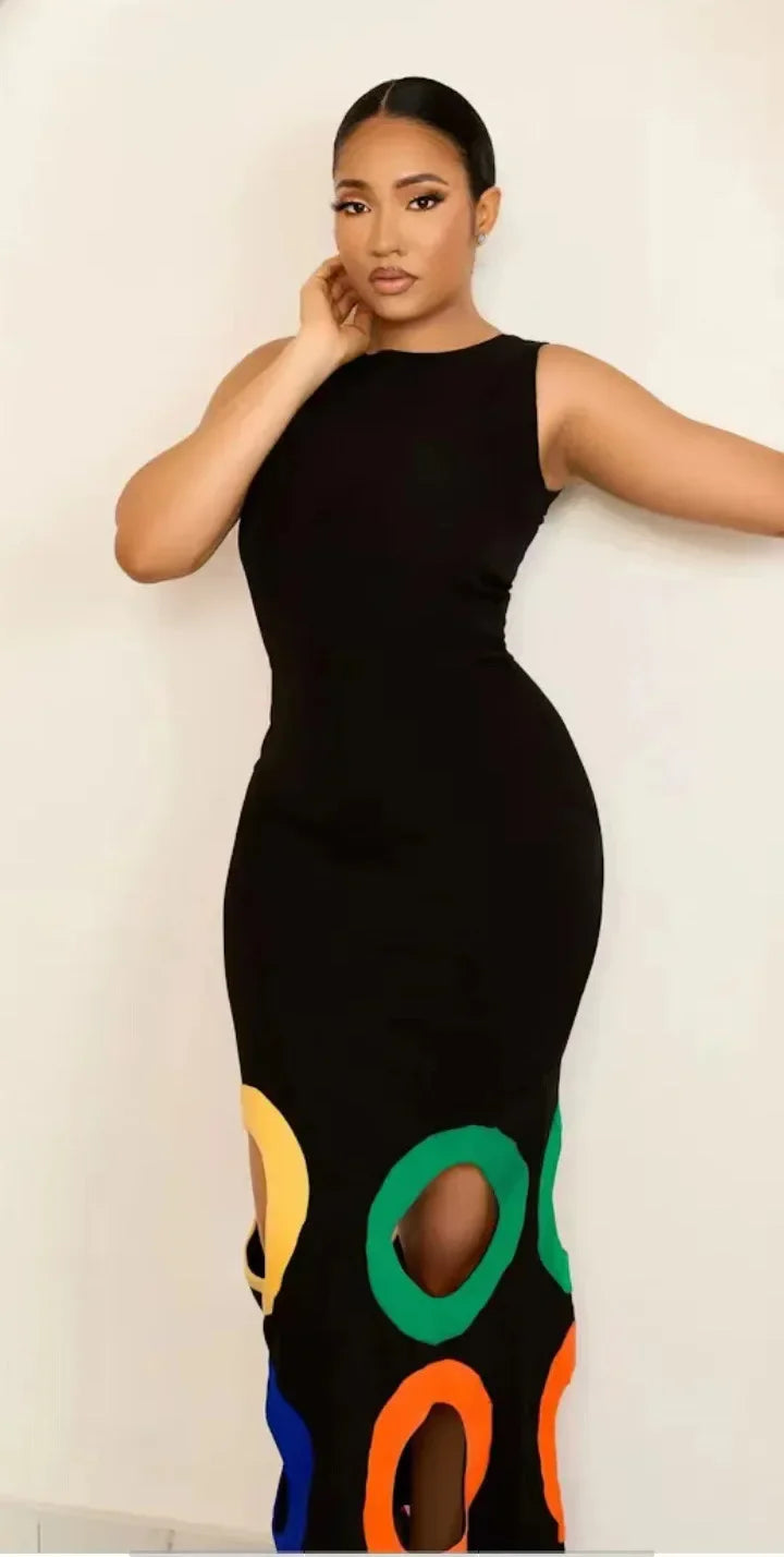 Damen-Maxikleid, schwingender Stil, Polyester, knöchellang-3