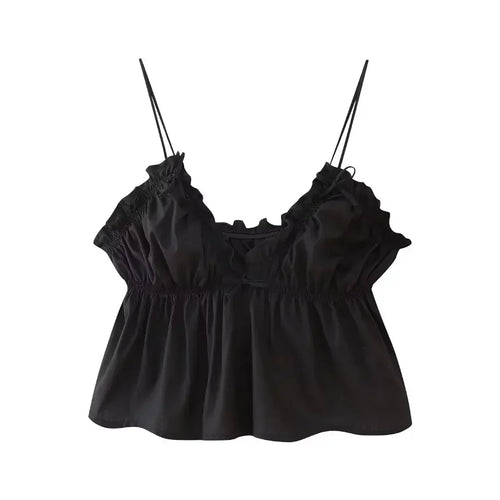 Damentop mit Schnürung, Falten-Design, Party-Top, aus 100% Polyester 1
