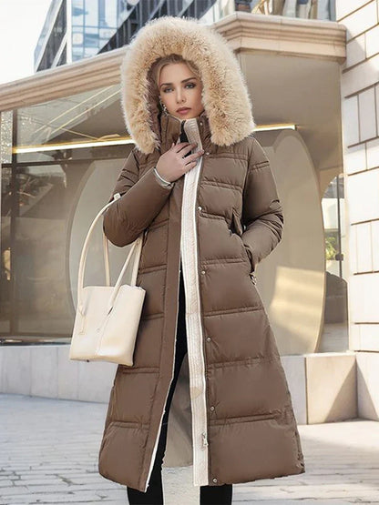 Lange Damen-Winterjacke mit Pelzkragen und verstellbarem Gürtel – elegant und warm für kalte Tage 3