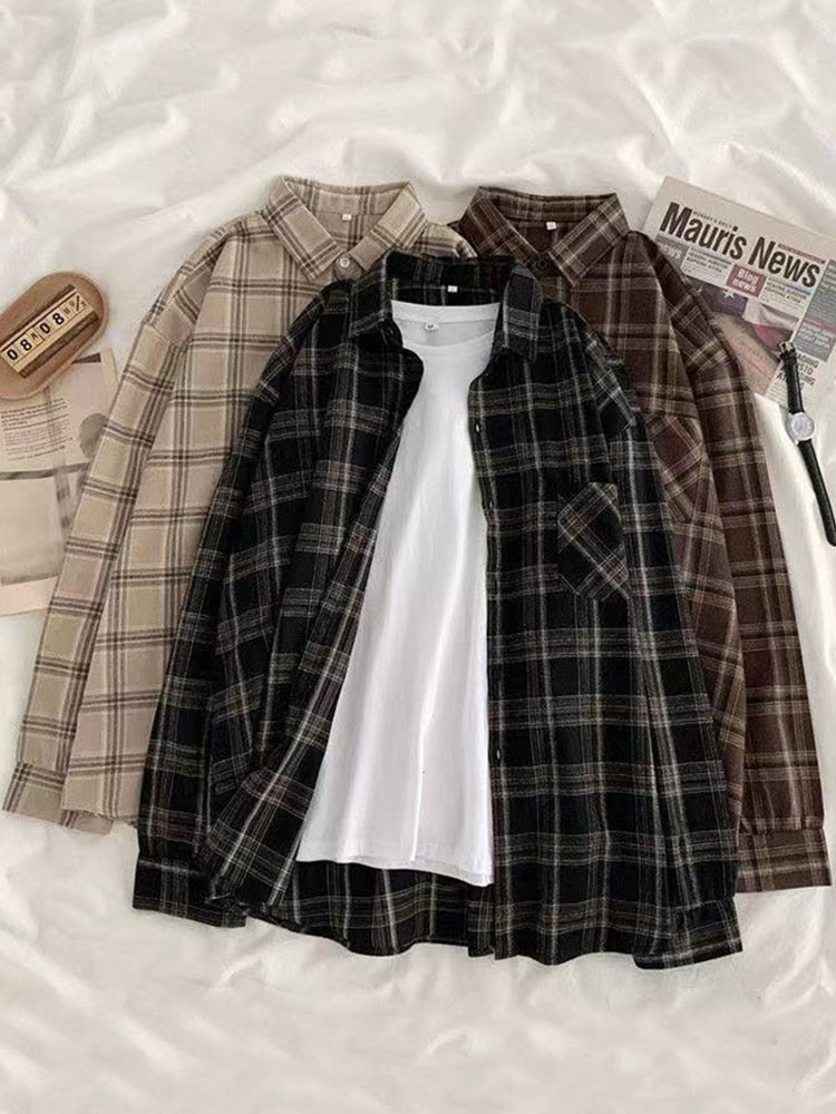 Damen-Hemd, klassisch, kariert, Polyester und Baumwolle 3