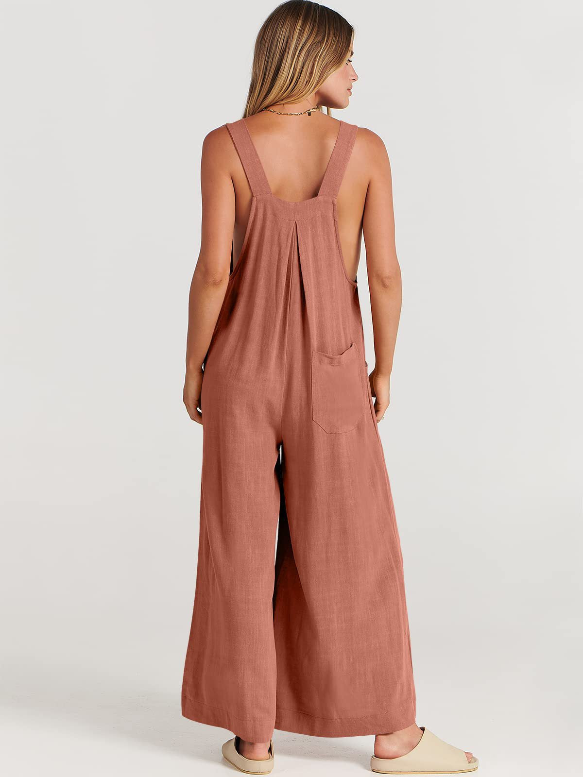 Damen-Jumpsuit Ärmellos Weites Bein Polyester-3