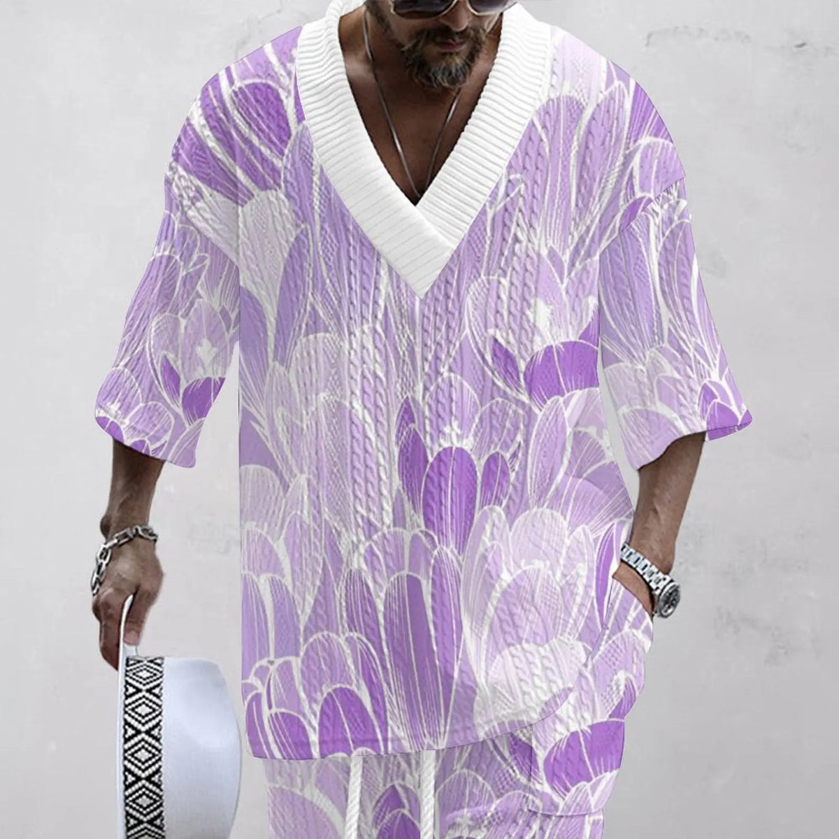 Variant image for Damen-Set, zweiteilig, Blumenmuster, Jacquard, normale Passform-1