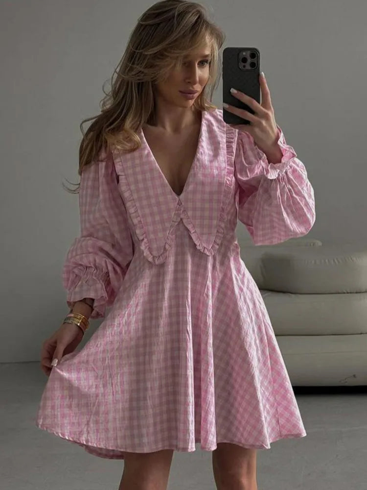 Damenkleid A-Linienförmig Puffärmel Polyester 1