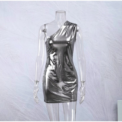 Asymmetrisches Mini-Kleid für Damen aus Synthetikfaser – leichter Stretch, schmale Silhouette, perfekt für Abendveranstaltungen 11