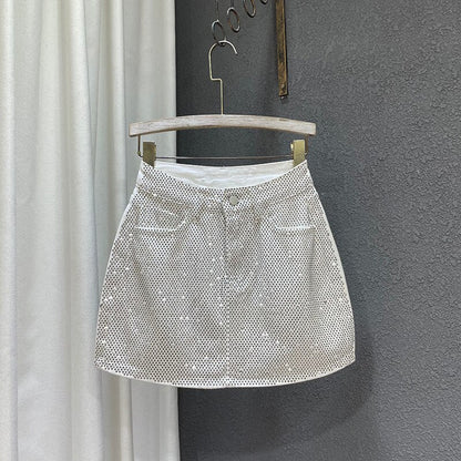 Variant image for Damen-Jeansrock A-Linienform mit Strass-Details aus Denim-13