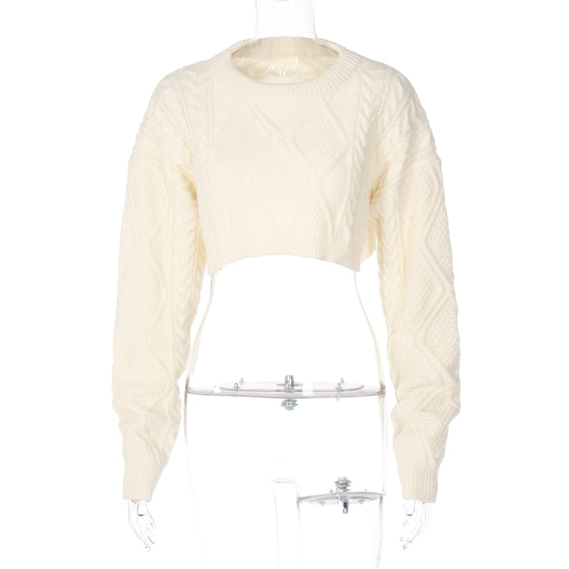 Damen-Strickpullover, weiches Acryl, locker sitzend, Crop-Pullover 6